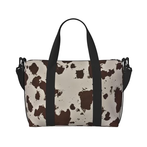 cowhide cow print Travel Duffel Bag, Sports Tote Gym Bag, Swim Pool Bag Large Shoulder Tote Bag for Beach Weekender, 202-406-121
