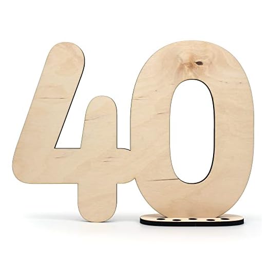 HAGEFOL Libro de visitas de madera, cartel decorativo número 40, para escribir usted mismo como regalo con soporte y soporte para velas de cumpleaños, para 40 cumpleaños, 40 años de aniversario o boda