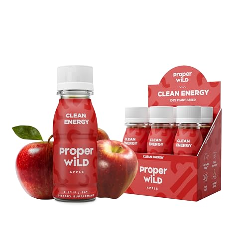 Proper Wild Clean Energy Shots for Focus, Apple, 6-Pack
