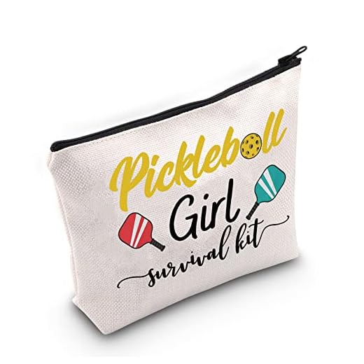 WZMPA Pickleball Bolsa de maquiagem cosmética feminina Pickleball presente jogador pickleball kit de sobrevivência maquiagem bolsa com zíper bolsa de treinamento pickleball presente, Pickleball Girl, Ajuste