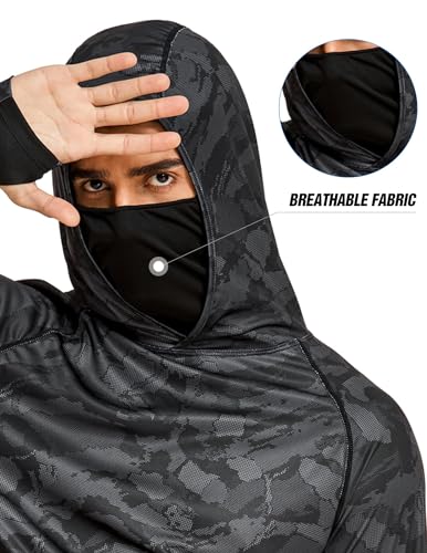 COOrun Men's Hooded Sun Shirts with Mask Fishing Shirts for Men Long Sleeve UPF 50 Rash Guards Cooling Hoodies Hiking Shirts2