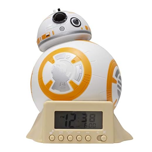 BulbBotz Star Wars 2021395 BB-8 Kids Night Light Alarm Clock with Characterised Sound | white/orange | plastic | 5.5 inches tall | LCD display | boy girl | official