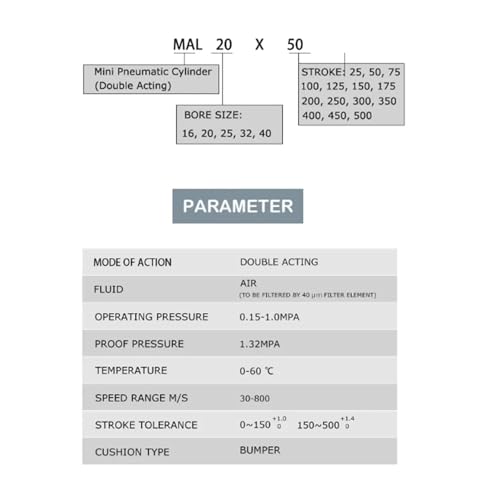 Vérin pneumatique double compression anti fuite course 75mm - 3