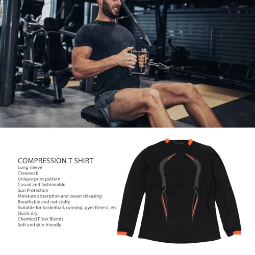 Camisa de Compressão de Pescoço Redondo Respirável de Secagem Rápida Camiseta de Corrida Academia Fi