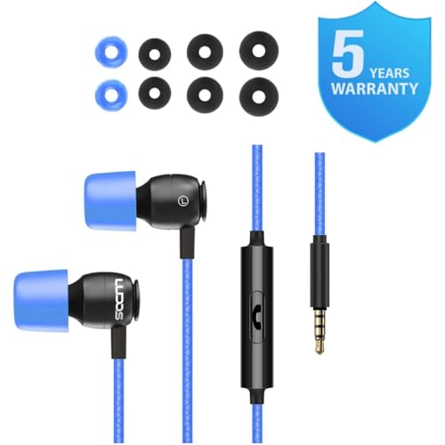 Image of LUDOS Clamor Wired Earbuds in Ear Headphones with Microphone, Earphones with Mic and Volume Control, Memory Foam, Reinforced Cable, Bass Compatible with iPhone, Apple, iPad, Computer, Laptop, PC
