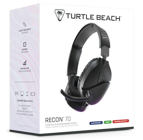 Turtle Beach Recon 70 Multiplatform Gaming Headset for PS5, PS4, Xbox Series X|S, Xbox One, PC & Mobile w/ 3.5mm Wired Connection - Flip-to-Mute Mic, 40mm Speakers, Lightweight Design, Black by Turtle Beach - Image 9