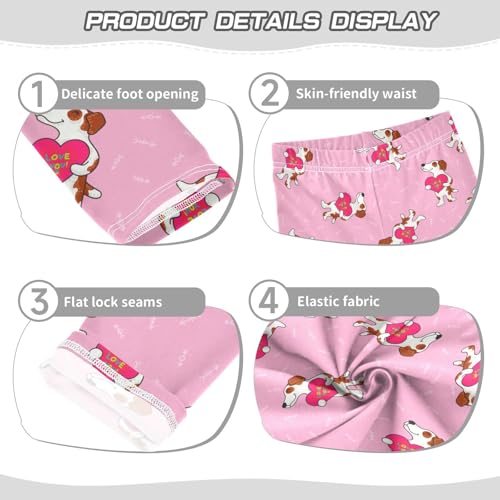 Girls Basic Leggings Baby Girls Pants Valentine's Beagle Dog Soft Footless Stretchy Tights Pants 4-10Y3