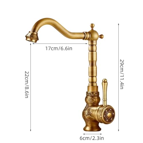 Mitigeur lavabo pivotant 360 résistant calcaire robinet laiton rétro eau - 6