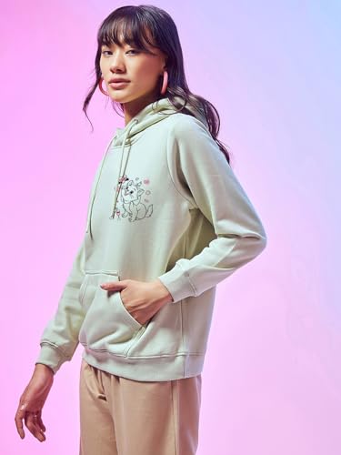 Image of Bewakoof Women's Graphic Printed Oversized Fit Full Sleeve Fleece Hoodies