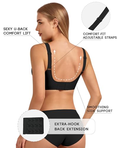 Image of VQJ Women's Full Coverage Jelly Comfort Support Wireless Bra with Breathable V-Mesh, No Underwire Push Up Everyday Bralette