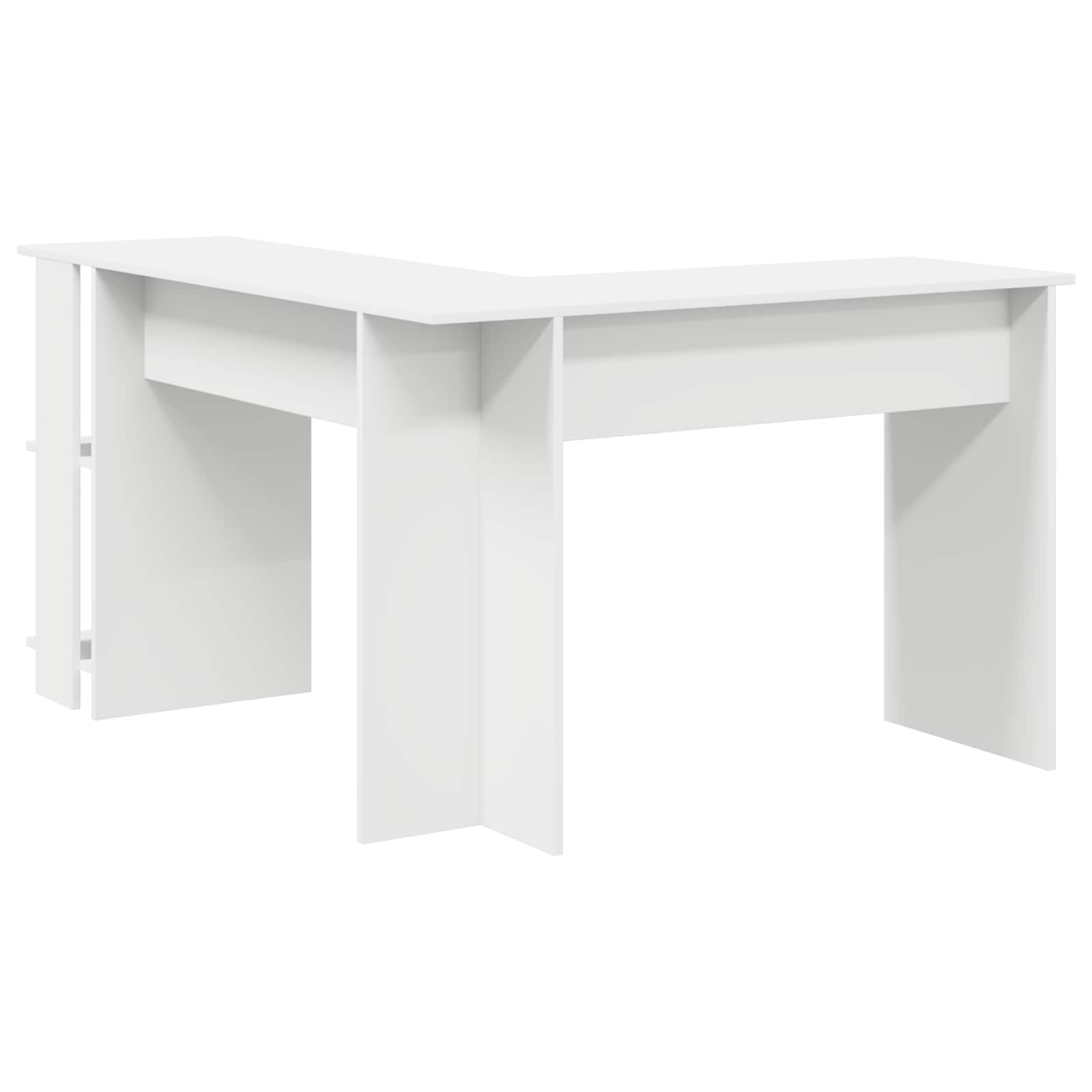 Scrivania ad angolo bianco in legno ingegnerizzato con ripiano e cassetto, tavolo per ufficio casa studio, postazione lavoro salvaspazio per computer e gaming