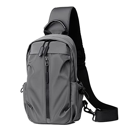 Bandolera para hombre estilo casual impermeable en gris mediana con asa para el día a día