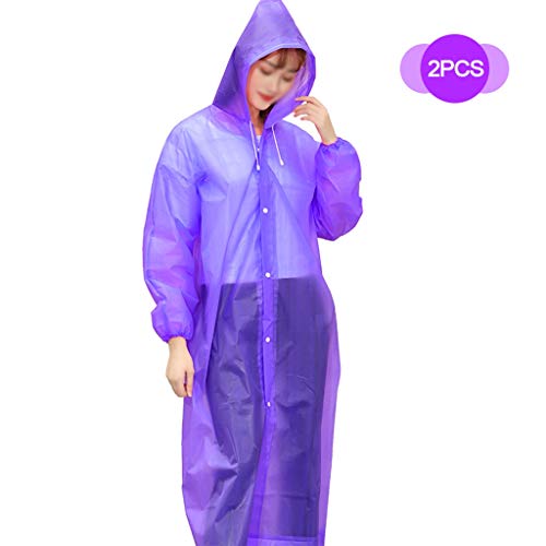 Preisvergleich Produktbild EWQG-Pfanne Regenponcho Unisex Tragbarer Wasserdichter Regenmantel Eva Wiederverwendbarer Regencape für Reisen, Reisen, Festivals, Konzerte -AA Schutz Overall (Farbe : Purple 2PCS)