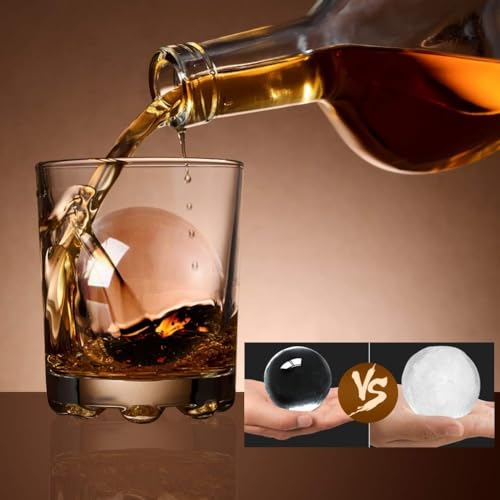Image of KARP Crystal Clear Ice Ball Maker, 4 Cavity Large Clear Ice Balls Form, Round Ice Sphere Trays for Whiskey, Cocktail, Brandy, Bourbon (6 Cm)