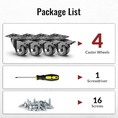 HOLKIE Heavy Duty PU Caster Wheels Set