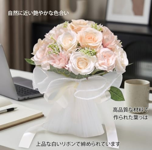 Stewlt 花嫁用ウェディングブーケ シャンパン 人工バラ フラワーデコレーション ブライズメイド ホールディングフラワー ウェディング バレンタインデー パーティー プロム デコレーション (ブルー) [並行輸入品] [3]