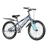 Acnivko 子供用自転車 18/20/22インチ 6歳～14歳対応 男の子 女の子 補助ハンドル+泥除け付属 街乗り練習用 かわいいデザイン 入学祝い 誕生日プレゼント キッズバイク ギフト対応 自転車 幼児用 3〜10歳 人気 安心設計 (ブルー,18インチ) [並行輸入品]