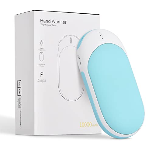 Chauffe-Mains Rechargeable USB 10000 Mah, Mini Chauffe-Mains, Banque d'alimentation électrique Portable, Chaleur Longue Durée De 15 Heures, Idéal pour Les Sports De Plein Air,Le Camping (Bleu) Cover