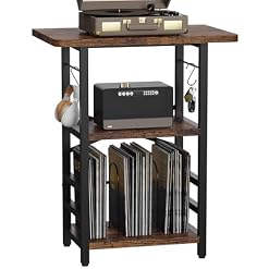 Record Player Stand with Extended Desktop,Large Record Player Table with Vinyl Storage,Turntable Stand with Record Holder Vinyls Display Shelf for Music Room Studio,Retro - Les Beatles, Paul McCartney, John Lennon, RIngo Starr, George Harrison