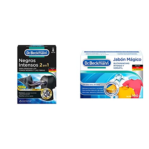 Cuidado Para El Cabello, Tools Dr. Beckmann, Toallitas Negros Intensos, Renueva los Tonos Negros y las Fibras, Restaura las prendas negras,1 Caja con 8 Toallitas + Jabón Mágico,...