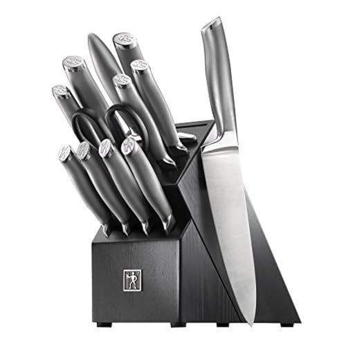 J.A. Henckels International Modernist Kitchen Knife Set with Block, 13-pc, Chef Knife, Knife Sharpener, Utility Knife, Black
