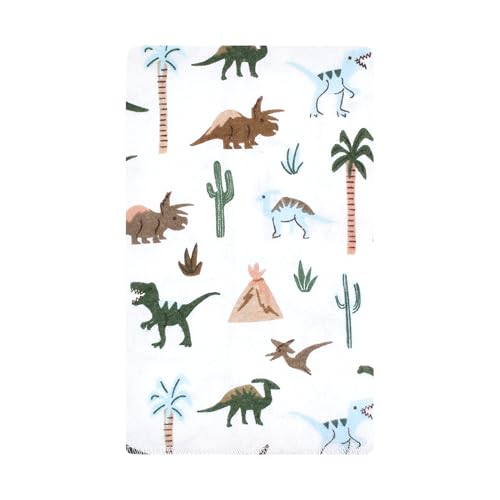 Image of Hudson Baby Unisex Baby Cotton Poly Flannel Burp Cloths, Retro Dinosaur 10 Pack, One Size