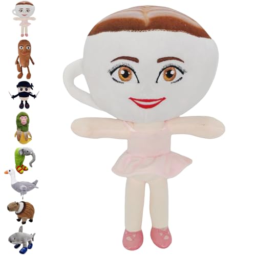 CWENDANER Tralalero Tralala Plush (35 cm), Color Rojo Cerebro Italiano, Peluche Suave para niños, Regalo de cumpleaños y Figura Coleccionable (Capuchino)