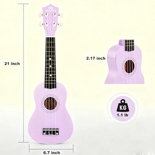 MUSTAR Soprano Ukulele for Beginners Kit – 21 Inch Basswood Ukuleles for Beginner, Ukulele Pack With Gig Bag, Strap, Purple Ukuleles Set - Les Beatles, Paul McCartney, John Lennon, RIngo Starr, George Harrison MUSTAR Soprano Ukulele for Beginners Kit - 21 Inch Basswood Ukuleles for Beginner, Ukulele Pack With Gig Bag, Strap, Purple Ukuleles Set – Image 3