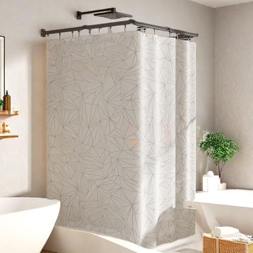 Adjustable 4-Fold Wall-Mounted Shower Curtain Rod Set - Versatile Space-Saving Design for Bathroom, Bedroom, Balcony & Clothing Store - Ideal for Linen Curtains