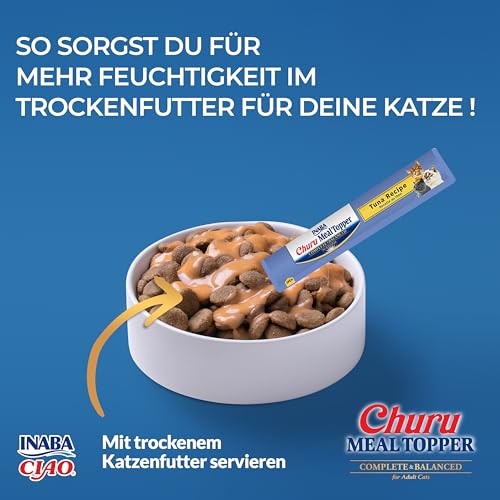 INABA Churu Premium Gesunde Katzen Leckerlies, 28% Thunfish mit Taurin, Grüntee-extrakt, Vitaminen und Mineralstoffen, Perfekte Ergänzung zu Nass oder Trockenfutter 56 g (1er Pack)