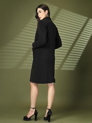 Image of CHKOKKO Women Elegant Winter Wear Warm Coat Classic Knee Length | Solid Color Design with Convenient Front Pockets | Ideal for Formal and Semi-Formal Occasions