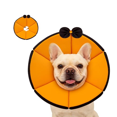 Image of MAXFUT Soft Dog Cone Collar,Foam Cone for Dogs to Stop Licking After Surgery,Non Inflatable Dog Donut Cone (Orange, M)