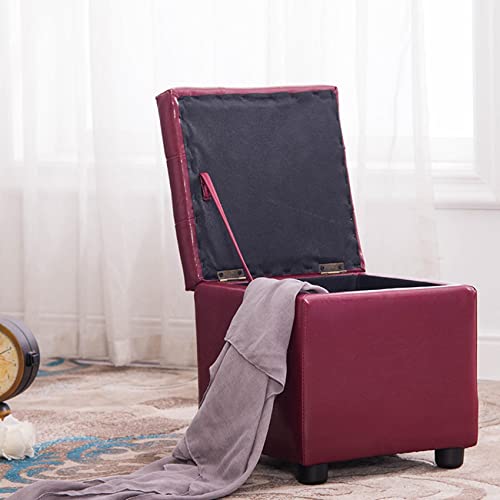 Pouf de rangement violet clair coffre cuir imperméable 42cm - 3