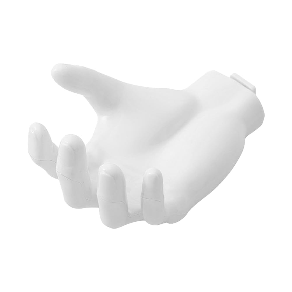 Avzyardy White Shaped Hook No Drilling Key Headphone Storage Rack Wall-Mounted Multifunctional Resin Wall Hanger Self Adhesive Hand Shape For Home Office (White)