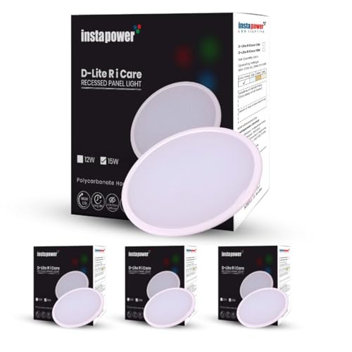 Image of Instapower 15W Downlight | Natural White Round LED Panel Light | Polycarbonate Ultra Slim Recessed Ceiling Fixture LED (2-Year Warranty, Pack of 4)