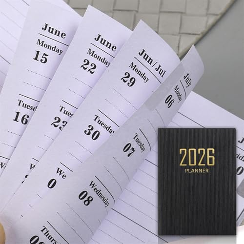Eteamcan Pocket Diary 2026 Small A7 Pocket Size Diaries Week to View 2026 Slim Diary Agenda Planner A7 Mini Calendar Book 2 Pack - Image 3