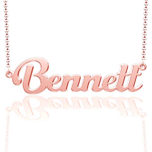 Real Silver Custom Name Necklace Rose Gold Plated Personalized Nameplate Silver Pendant 925
