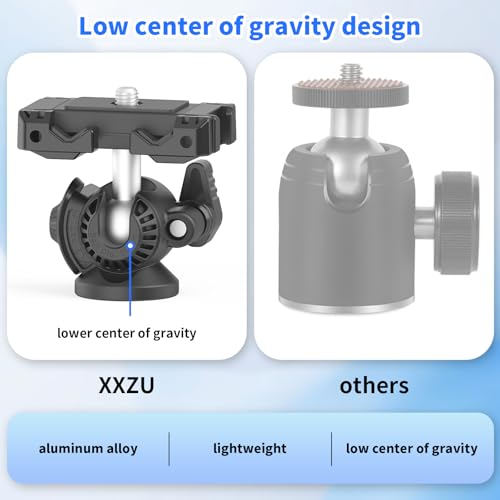 XXZU Phone Tripod Mount With Ball Head,Tripod Head 360°Rotating Camera Ball Mount, Phone Holder Adapter With Cold Shoe, 1/4\"Screw Tripod Mount Attachment for DSLR Camera,Phone,Monopod, Max Load 4.4lbs - Thumbnail 5