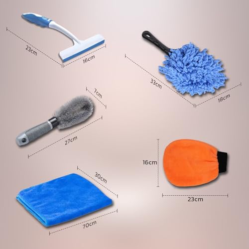 Seal Skin Covers 6pcs Car Wash Kit, Complete Car Wash Bucket Set with Brush, Microfiber Cloth Car Washing Accessories - Car Cleaning Supplies Kit - Ideal for Car Washing Kit & Motorcycle Wash