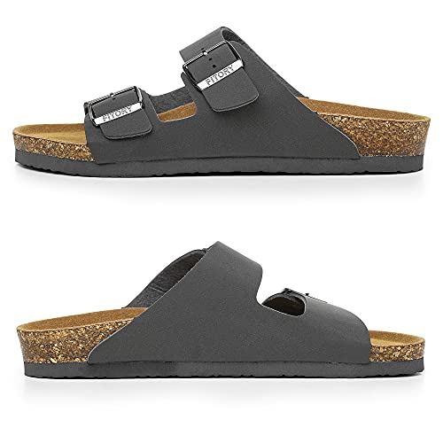 Image of FITORY Mens Sandals, Arch Support Slides with Adjustable Buckle Straps and Cork Footbed Size 7-14.5