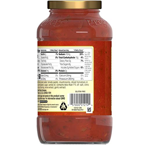 Image of Prego Chunky Mushroom and Green Pepper Pasta Sauce, 23.75 Oz Jar (Pack of 2)