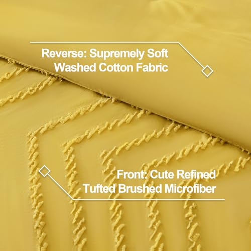 Image of Litanika Boho King Comforter Set, 3 Pcs Yellow Lightweight Bedding Set