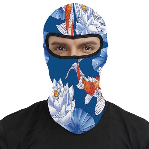 Pasamontaña para hombre y mujer con estampado de flores y peces, máscara facial para motocicleta, gorro calentador de cuello miniatura 2