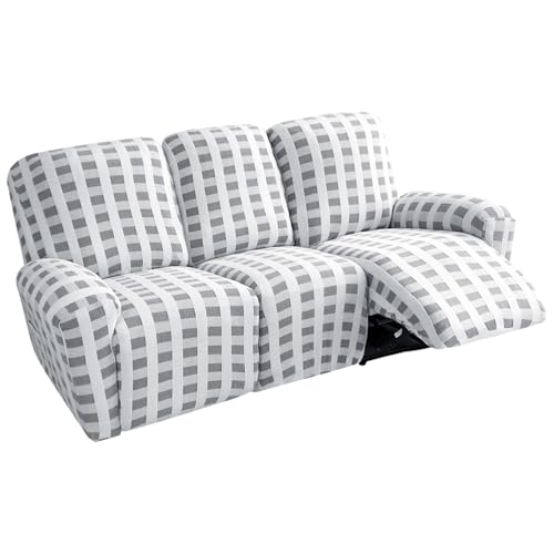 Funda de sofá reclinable elástica gris contra manchas y desgaste 1 plaza 2