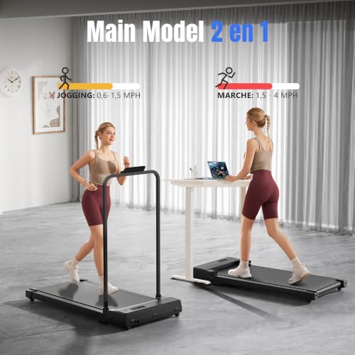 Walking Pad Treadmill for Home,Treadmills Under Desk with Handle Bar Foldable, Portable Caminadora Eléctrica para Casa, Small Mini Compact Exercise Equipment Office Space Running Black Chlorythm - image 3
