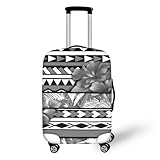 LNXSESN Funda para Maletas Flor Gris Bohemia Funda Maleta Cabina Elástico Fundas Maletas de Viaje Lavable Protector de Equipaje con Cremallera Fundas para Maletas de Viaje para 19-21 Pulgadas