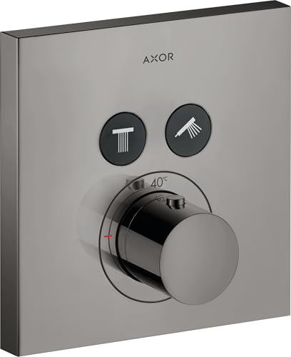 hansgrohe AXOR Starck ShowerSelect Thermostat carré à encastrer pour 2 consommateurs, 36715330, Couleur: Polished Black Chrome