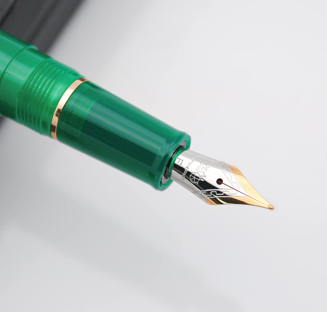 JINHAO 82 Celluloid Fountain Pen Acrylic Ink Pen with Ink Converter (Fine Nib, Gold Clip-Transparent Turquoise Green) - Image 2