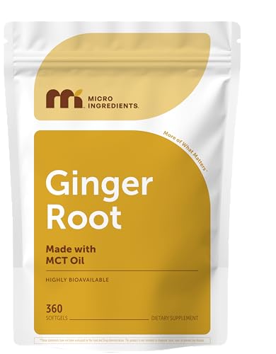 Micro Ingredients Ginger Root with MCT Oil, 360 Softgels | Fresh Ginger Root Extract | Herbal Supplements for Women & Men | Non-GMO, Gluten Free, Soy Free