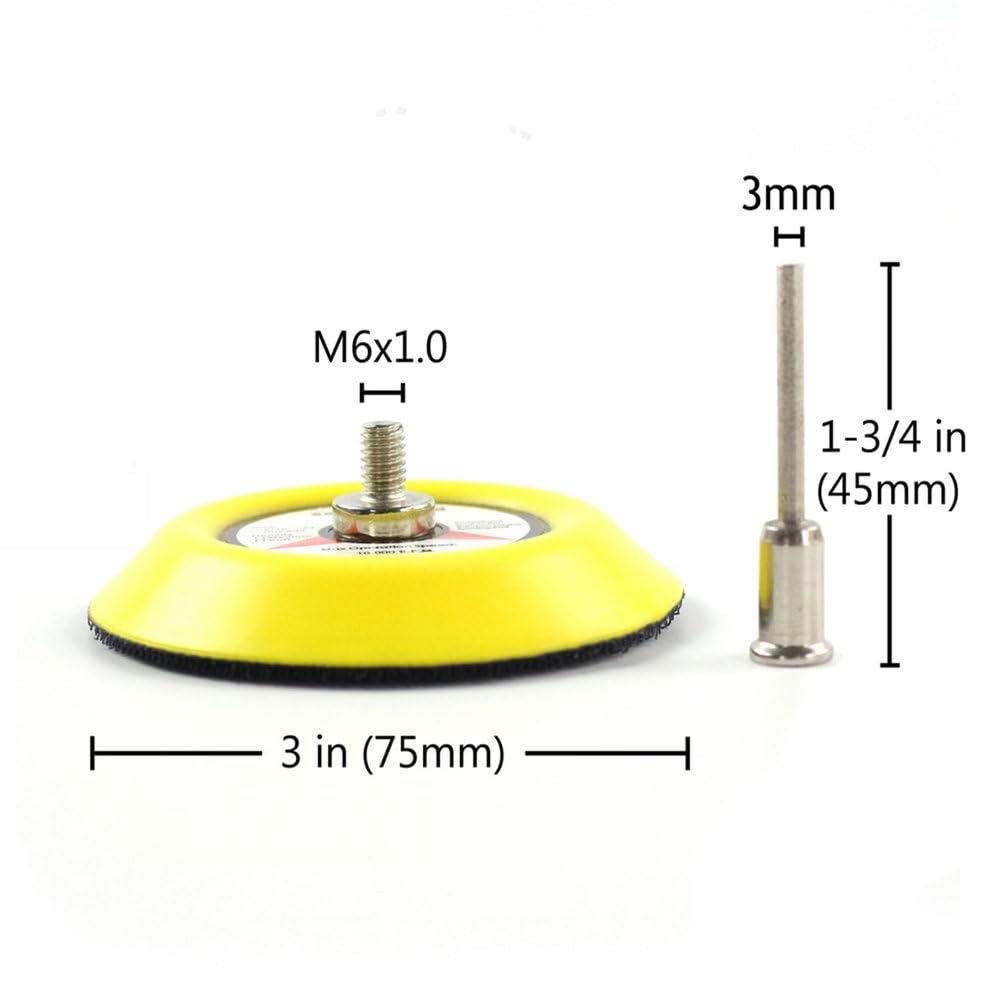 Surtido de 50 Discos de Lija húmedos y Secos, Grano 80-7000, 75 mm (3 Pulgadas) con Almohadilla de Lijado con Velcro para pulir.
